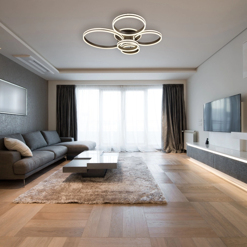 Design-Deckenlampe Grouni 5 Ringe mit Titan gebürstet Globo 9007371457991