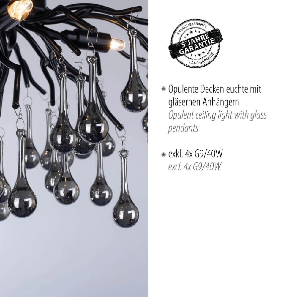 Kronleuchter Icicle schwarz 60cm Paul Neuhaus 4012248377574
