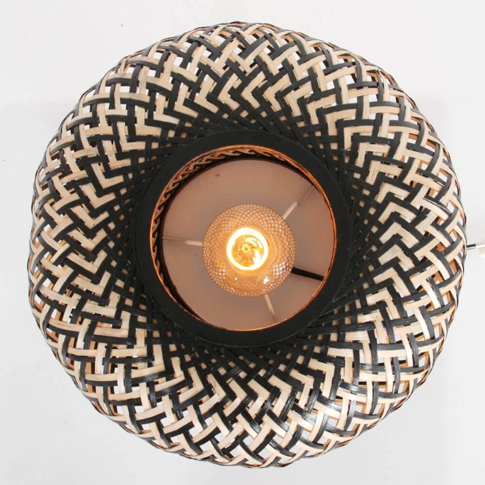 Schwarze Tischlampe aus Bambus Maze Ø 30cm Steinhauer 8712746147247