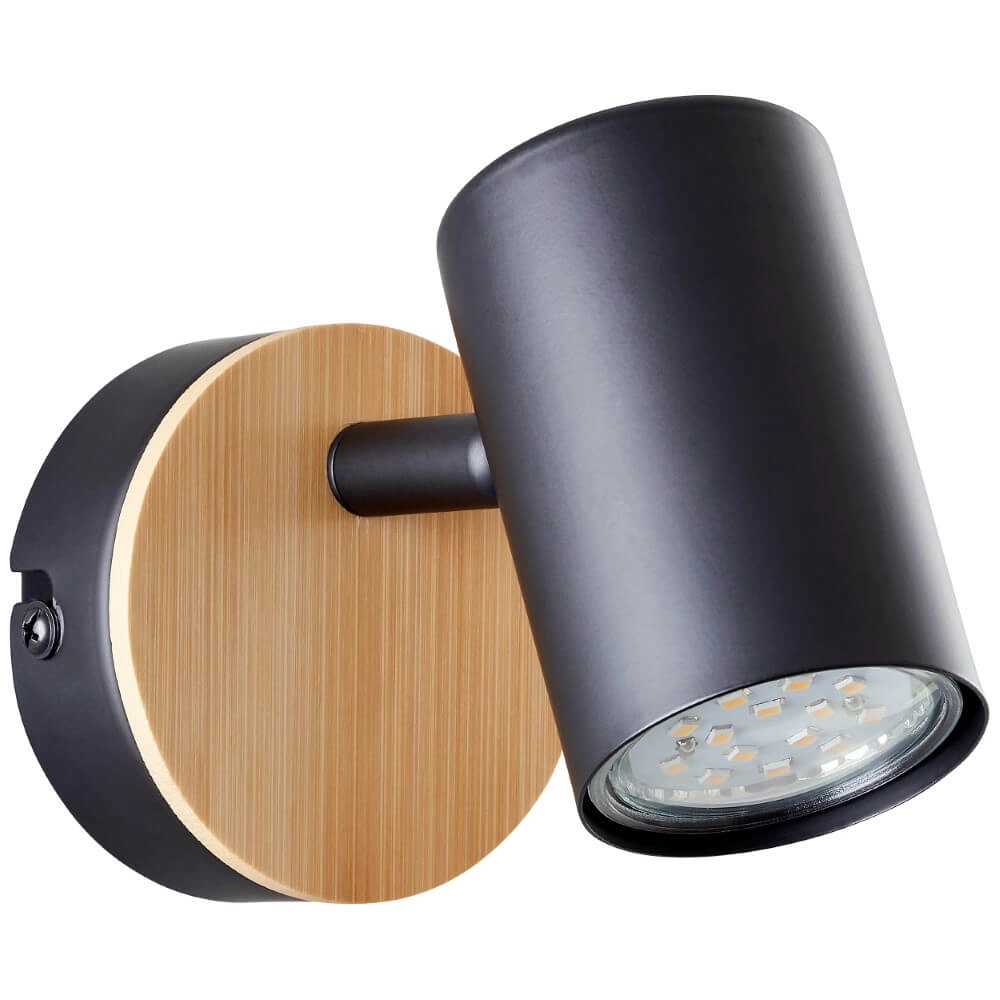 Wandlampe Niels schwarz mit Holz Brilliant 4004353410192