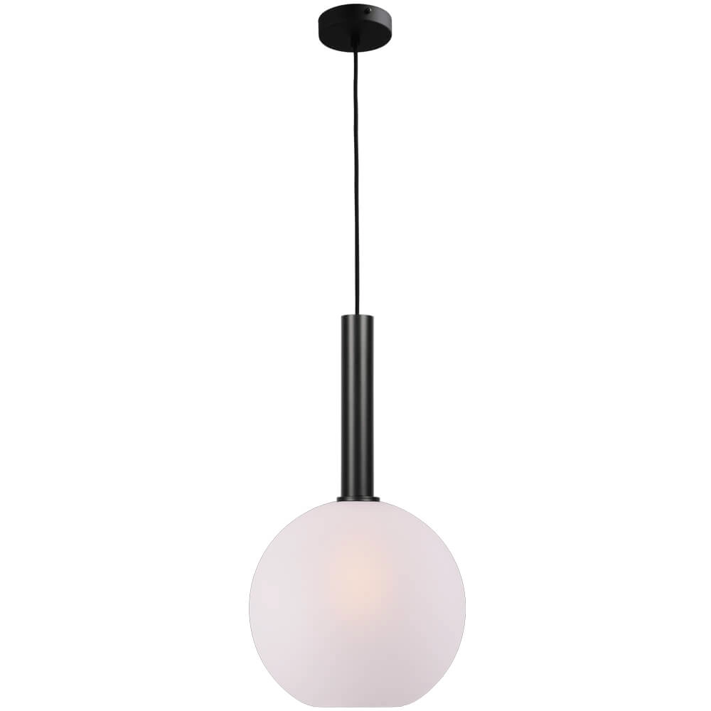 Hängelampe Ø 30cm Bella 2 Schwarz mit mattweißem Glas