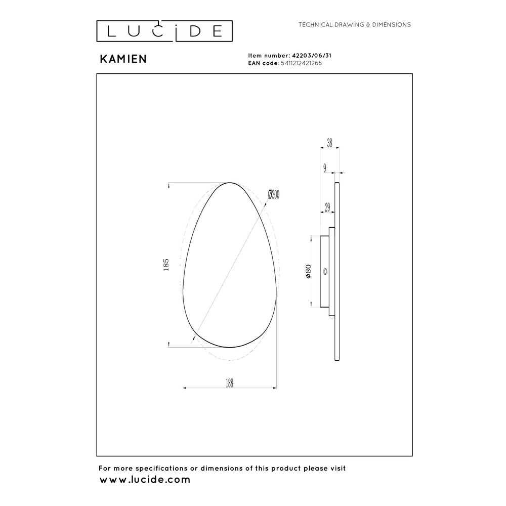Einzigartige Wandlampe Kamien Marmor 20 cm Premium by Lucide 5411212421265