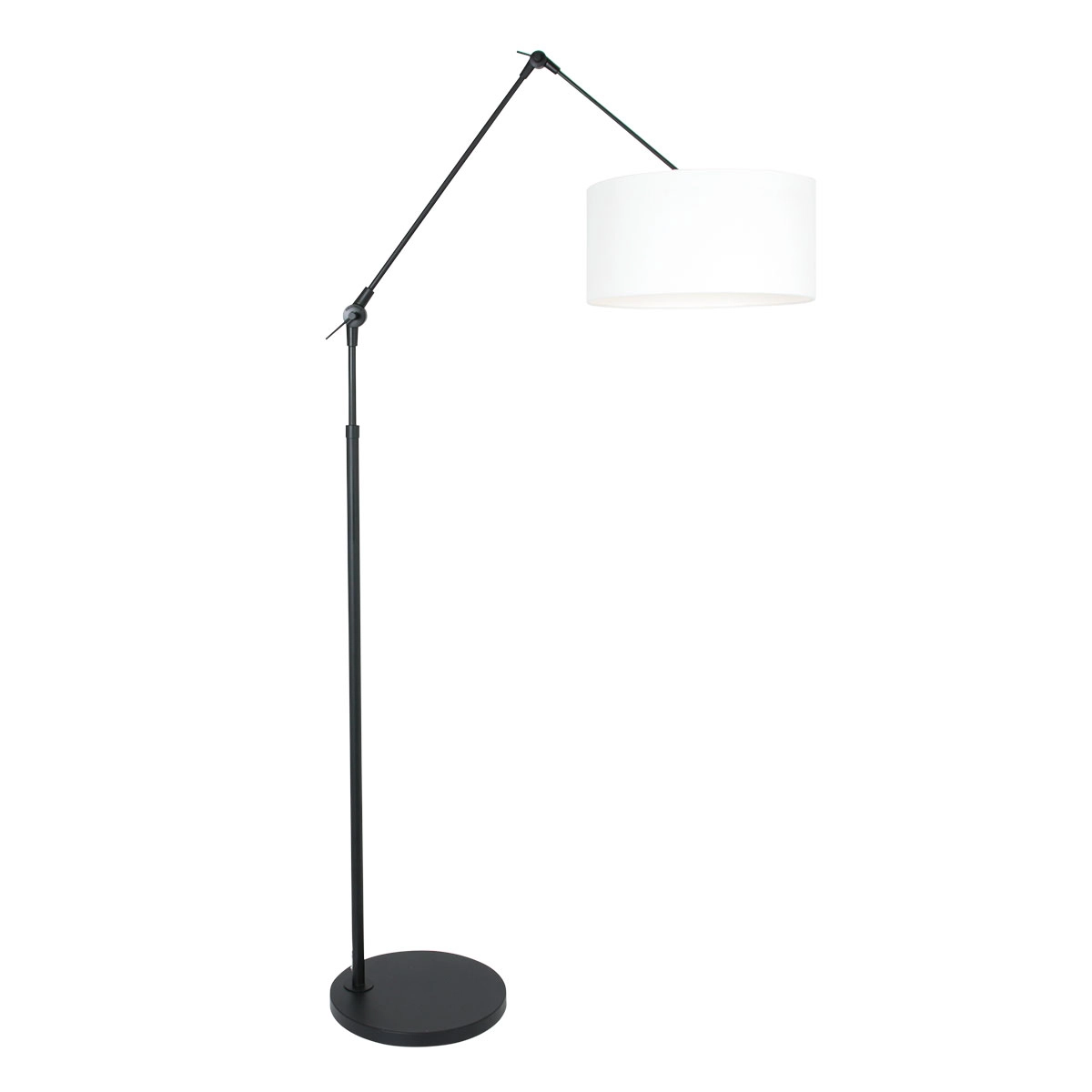 Stehleselampe Prestige Chic schwarz mit 40 cm weißem Leinenlampenschirm