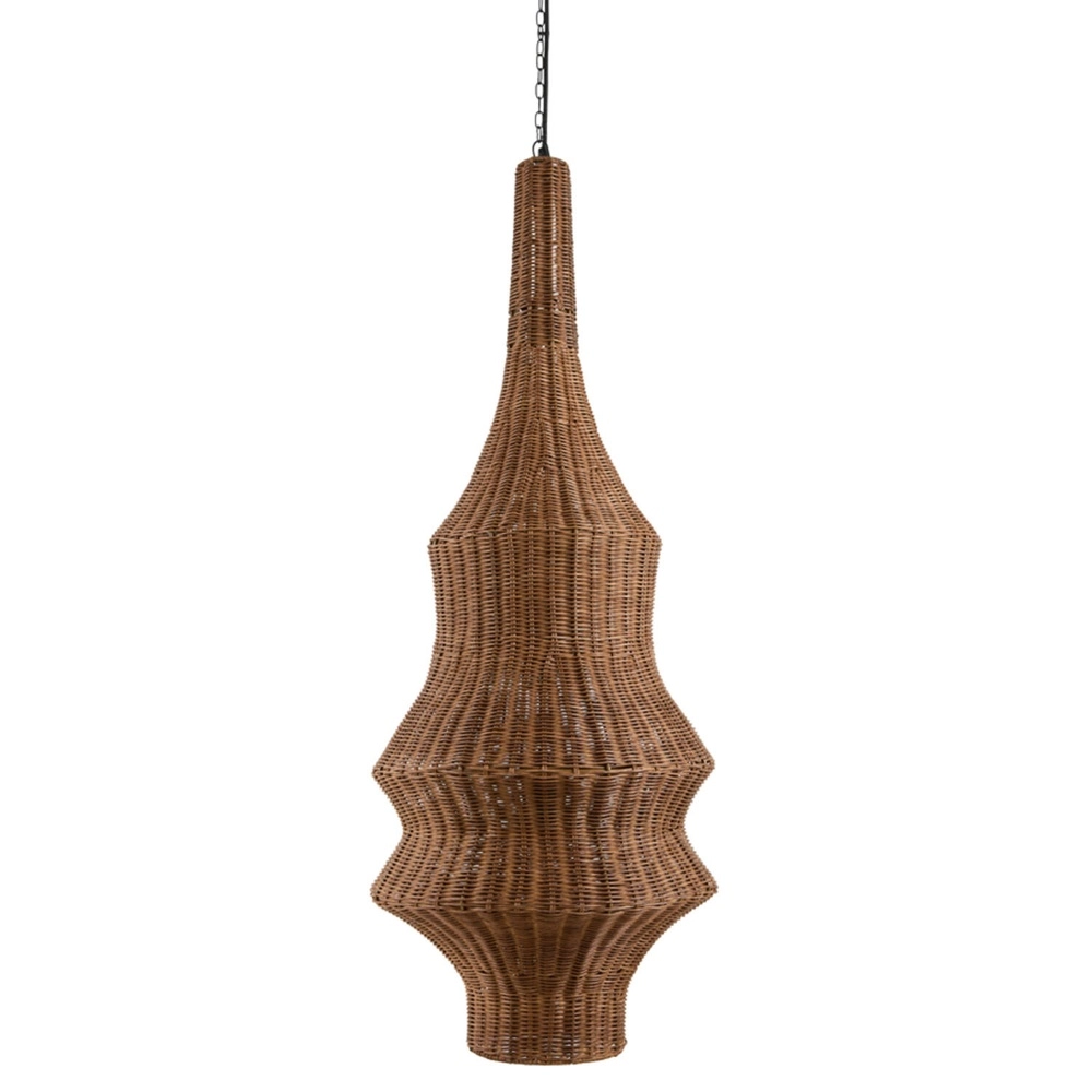 Rattan-Pendellampe Nemzor Ø 40 cm braun