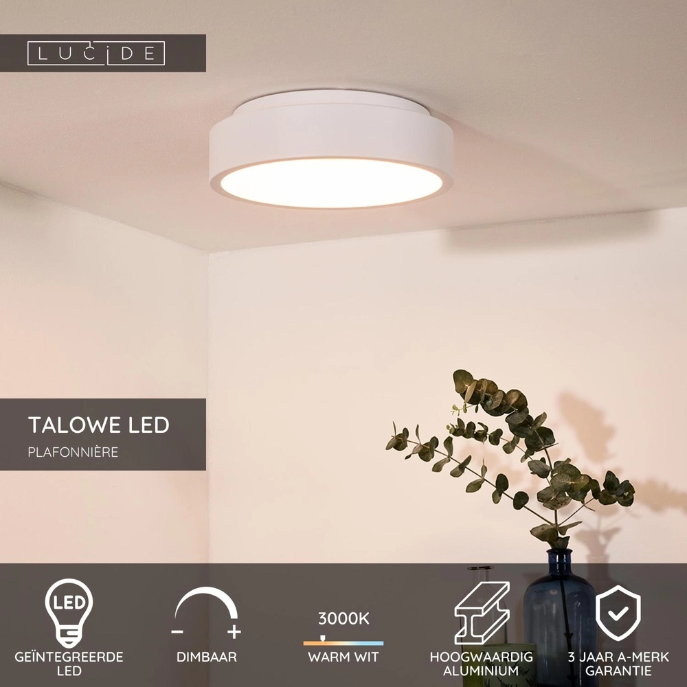 Deckenlicht Talowe Led Ø 30 cm weiß Lucide 5411212460622