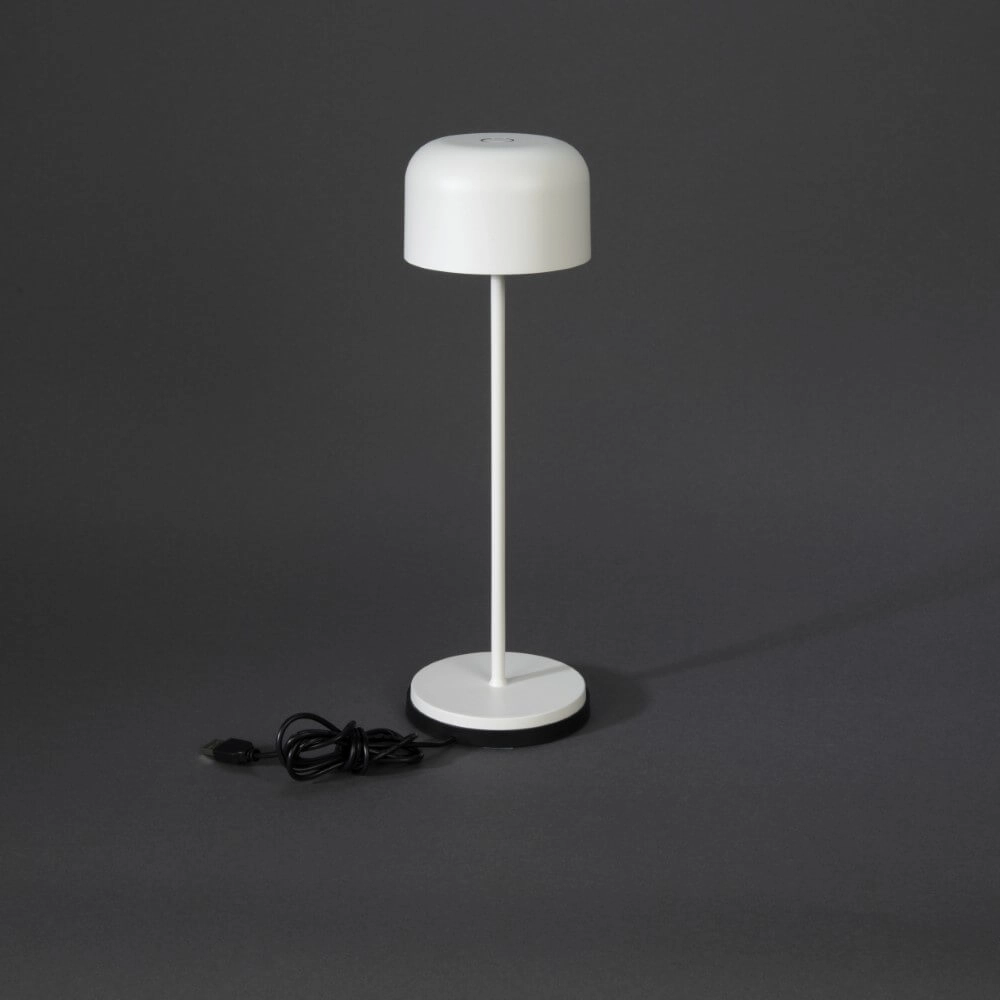 Weiße Tischlampe Lille wiederaufladbar KonstSmide 7318307834253