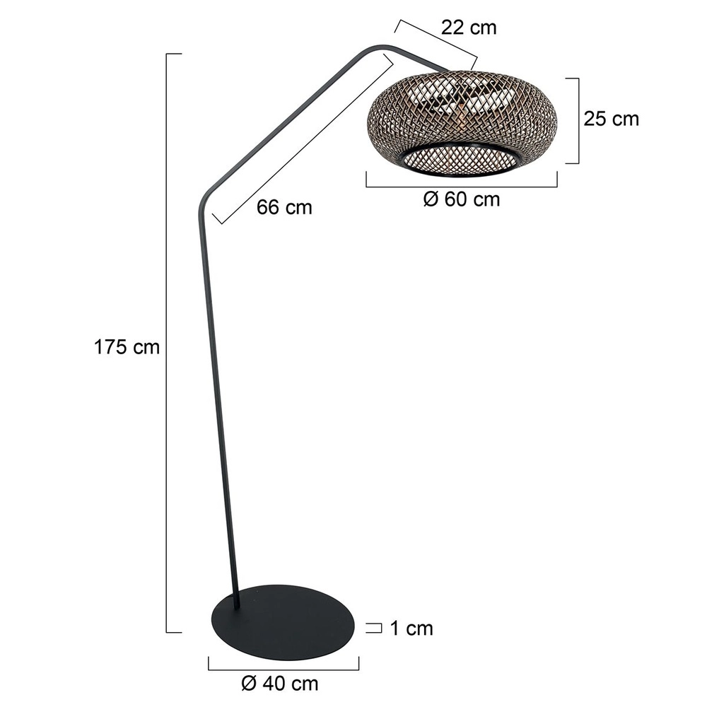 Bogenlampe ZigZag mit schwarzer und Rattankapuze Steinhauer 8712746183047