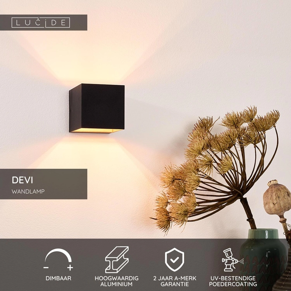 Design-Wandspot Devi Quadratschwarz Lucide 5411212092274