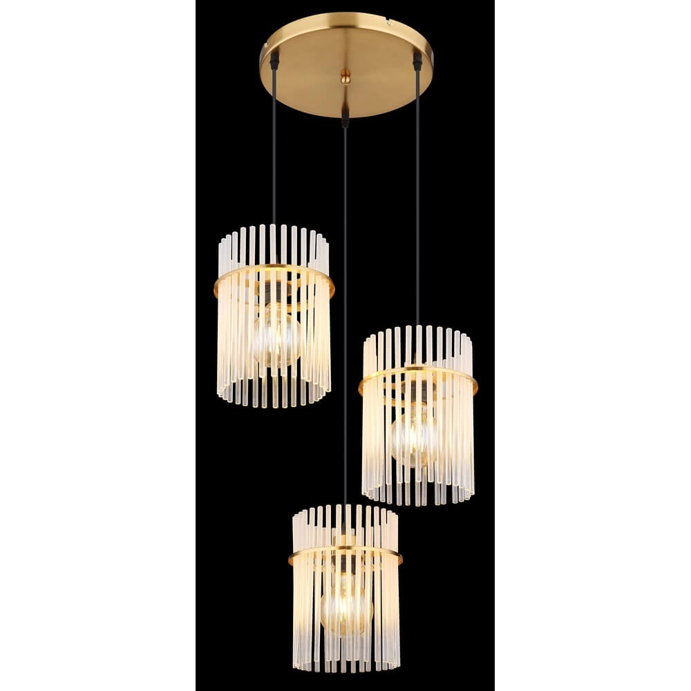 Goldene Pendelleuchte Gorley rund mit Glas 3-flammig Globo 9007371446803