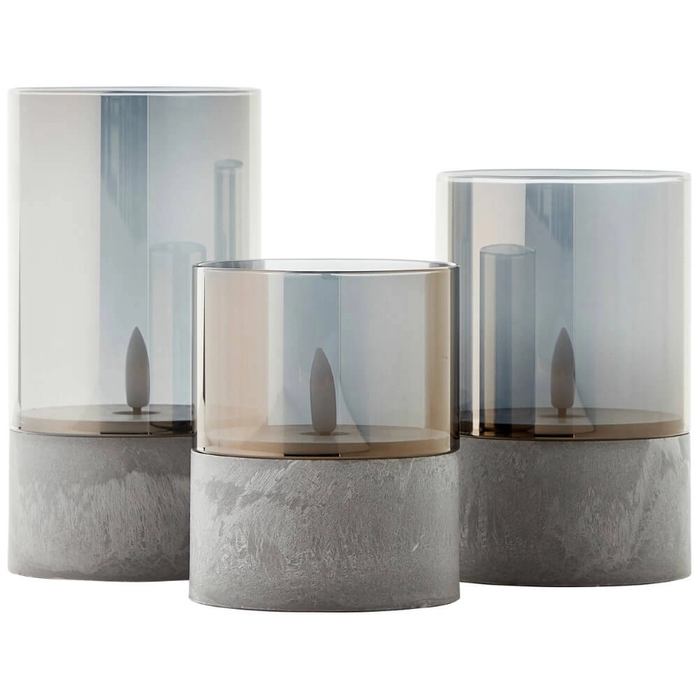 Set mit 3 Tischlampen Bougie Rauchglas Brilliant 4004353428326