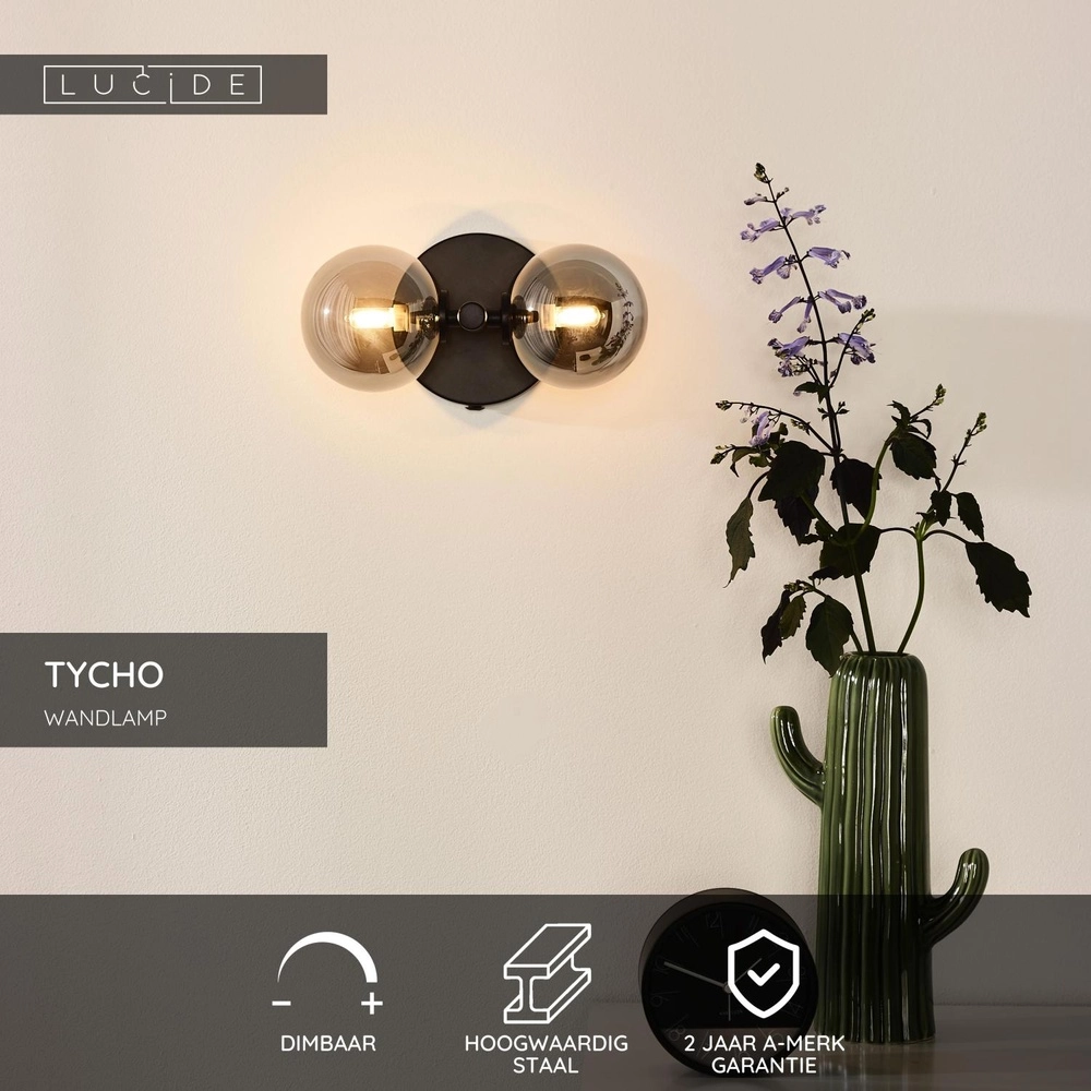 Wandlampe Tycho Schwarz Lucide 5411212450944