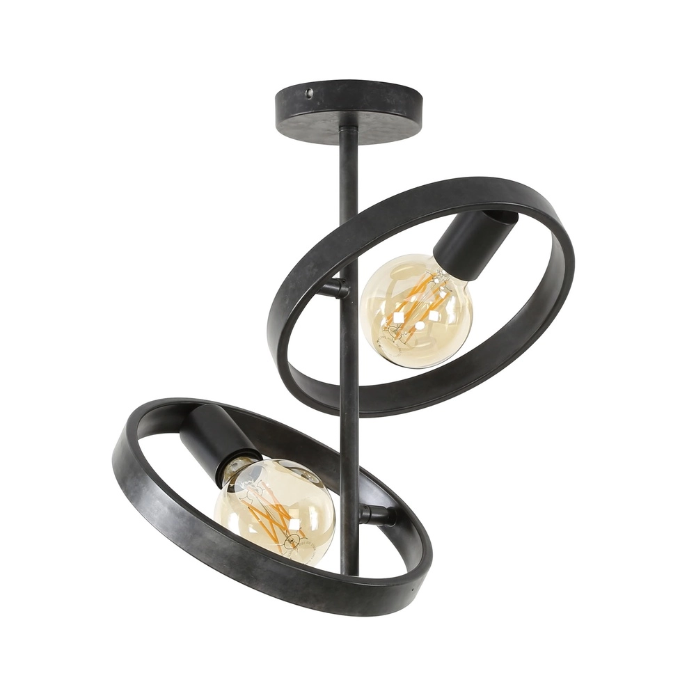 Ring-Deckenlampe Hover Holzkohle – 2x E27 Lyora 8716803513341