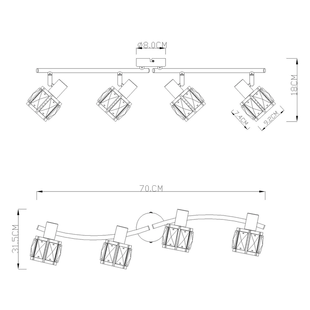 Deckenlampe Kris 4-Light-Nickel Globo 9007371366255