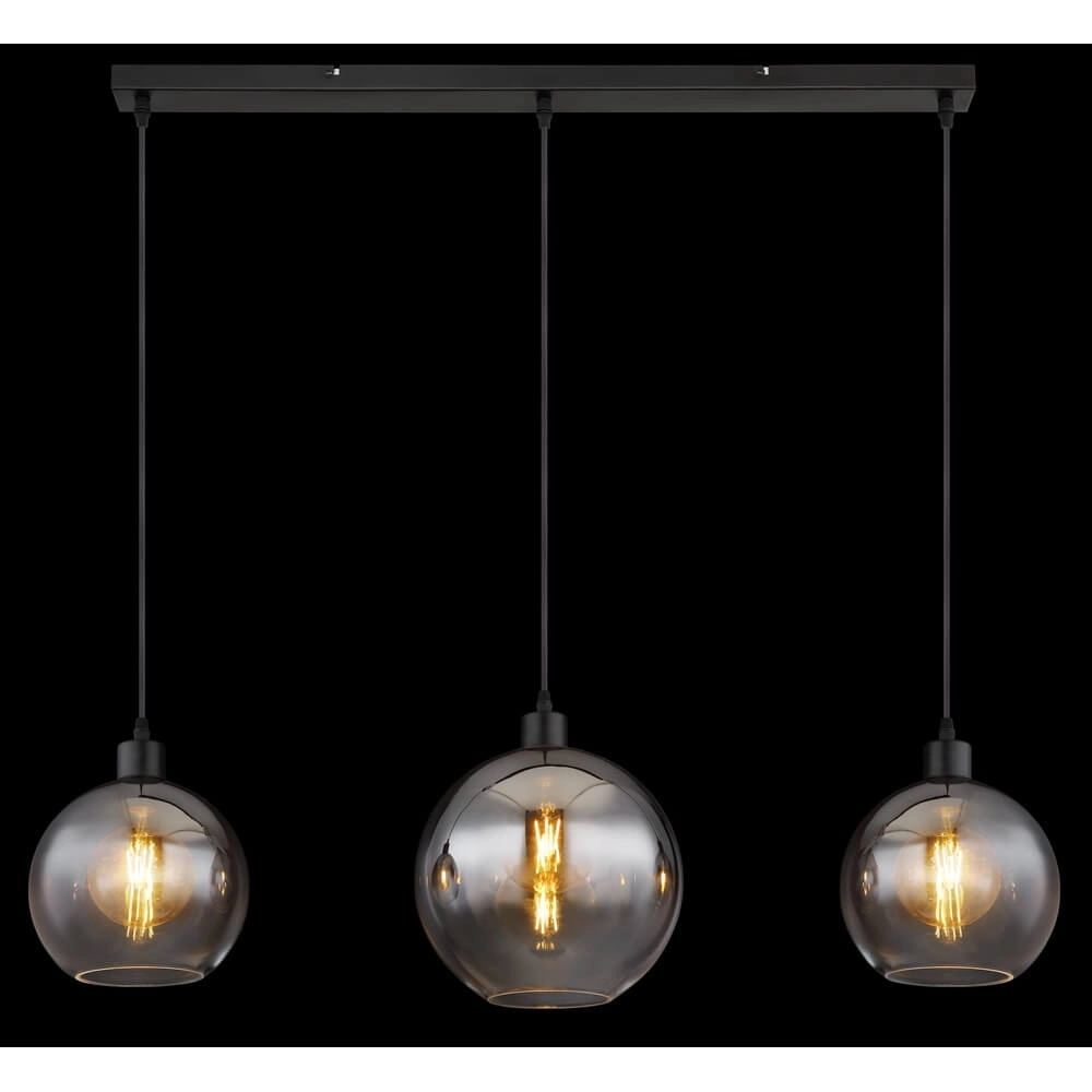 Schwarze Pendelleuchte Newcastle Sphere Rauchglas 3-flammig Globo 9007371452798