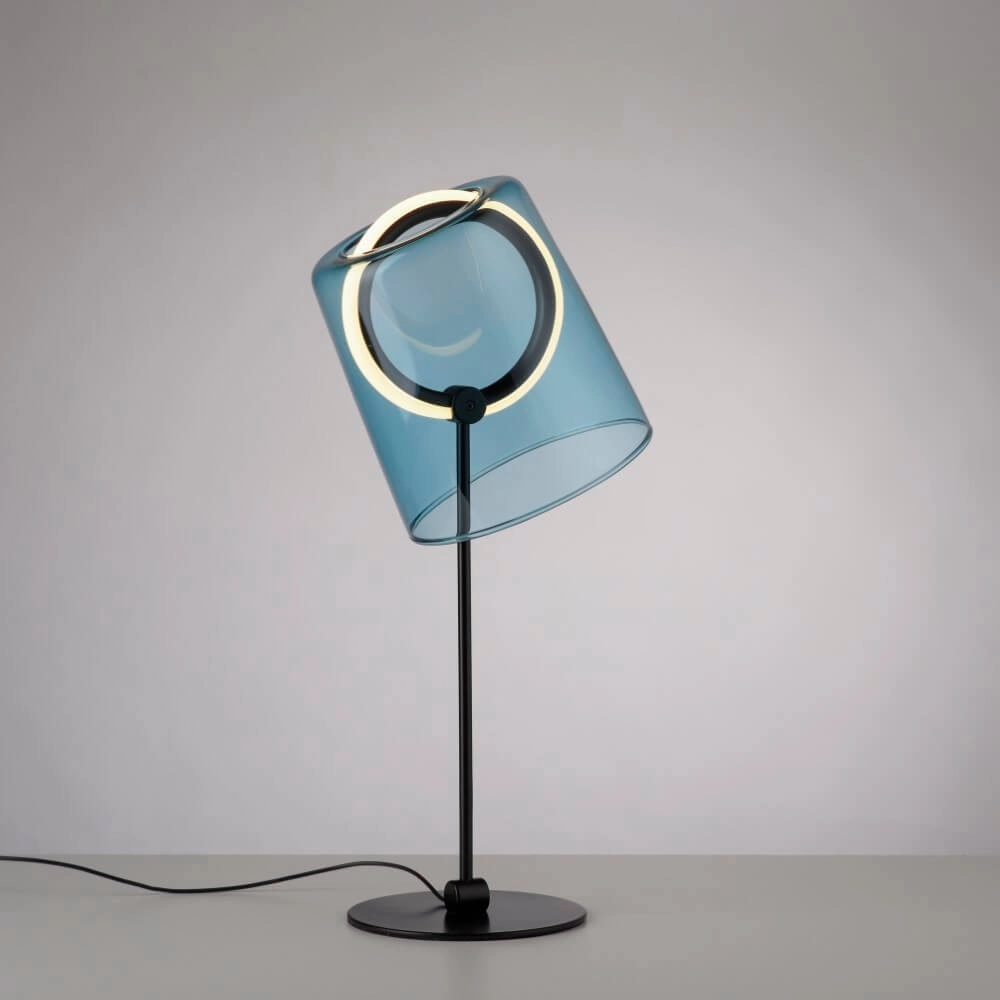 Tischlampe Zula schwarz mit blauem Glas Paul Neuhaus 4012248385883