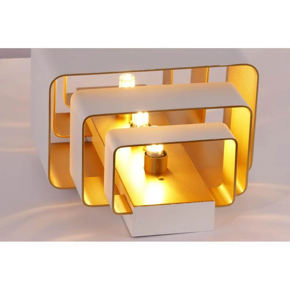 Design-Wandleuchte Layers Weiß mit Gold innen Artdelight 8720701102347