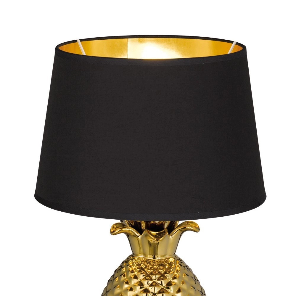 Tischlampe Pineapple 43 cm Gold mit Schwarz Trio 4017807377613