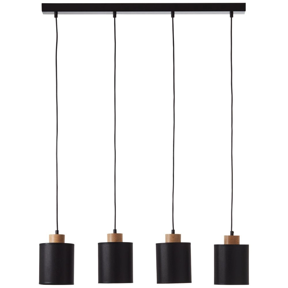 Hängelampe mit 4 Leuchten Vonnie schwarz mit Holz Brilliant 4004353391644