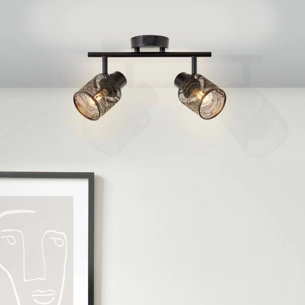 Schwarze Deckenlampe Bano 2-flammig Brilliant 4004353413476
