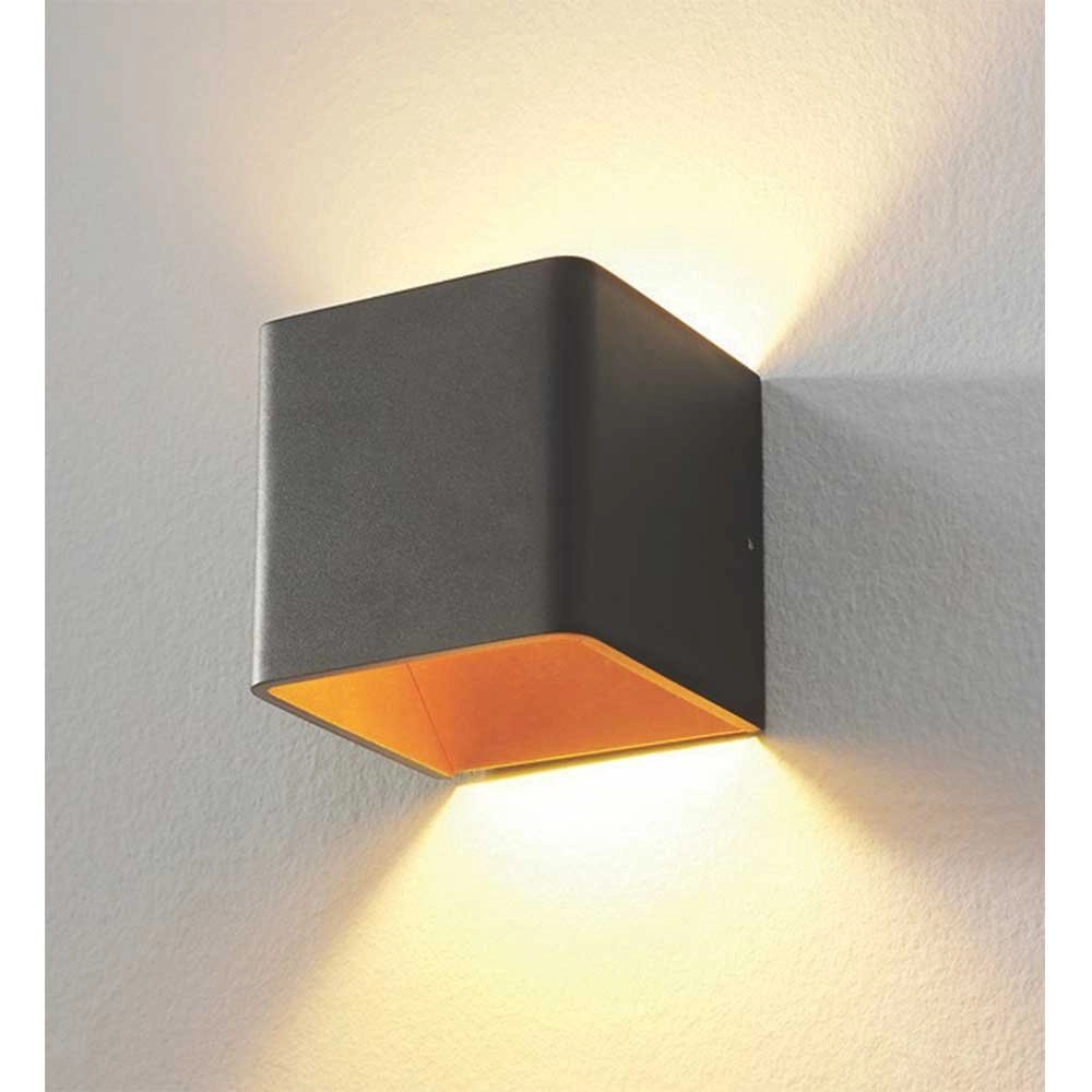 LED auf und ab Licht Fulda 6W - 2700k - 10 cm schwarz mit gold