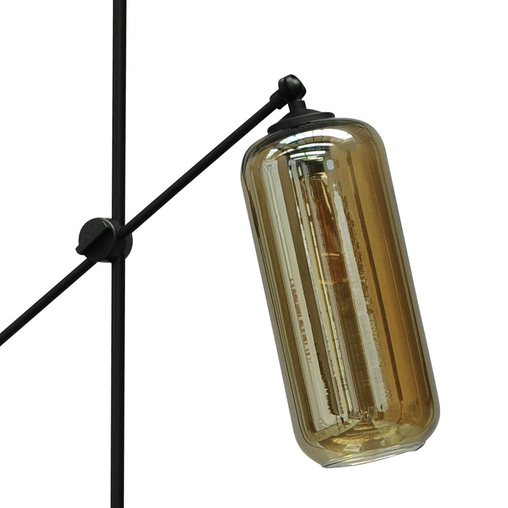 Verstellbare Stehleuchte Quinto Smoke Schwarz mit rauchfarbenem Zylinderglas Masterlight 8718121216478
