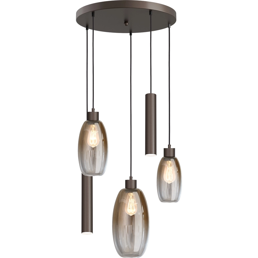 Vide Pendellampe Olive 3x Glas - 2x Lauf - Kakao - Ø50 cm