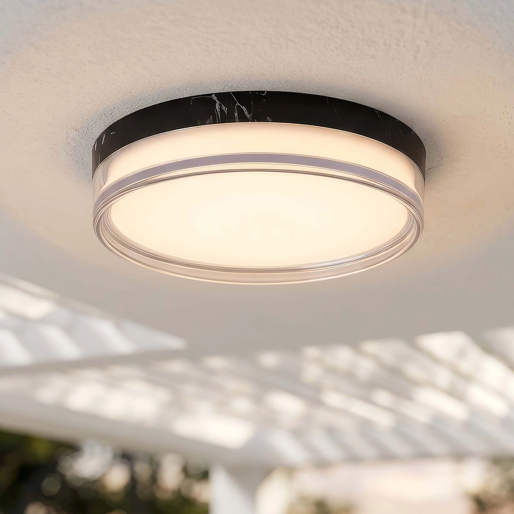 Deckenlampe Button Ø 30 cm schwarzer Marmor Searchlight 5,05342E+12