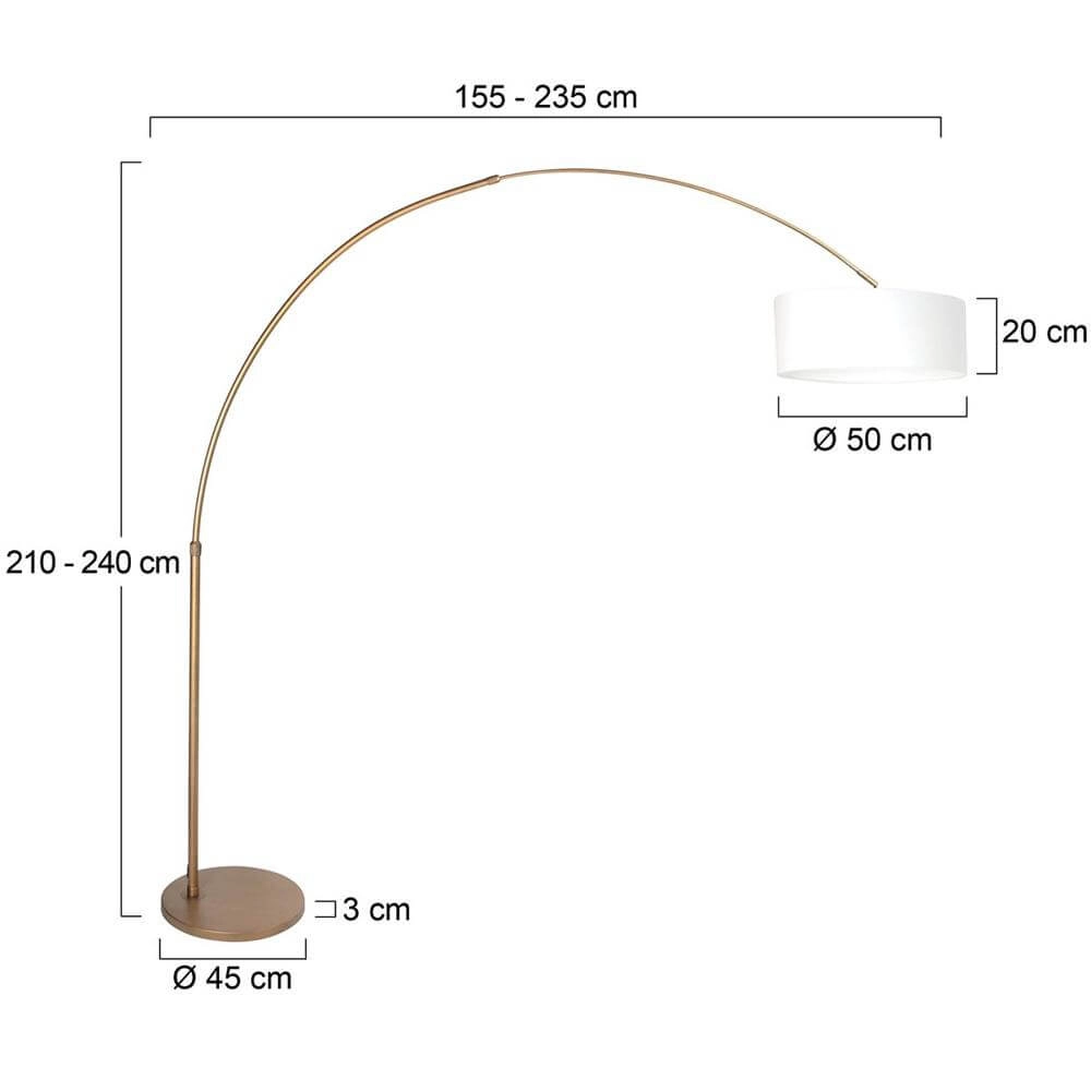 Bogenlampe Sparkled Light Bronze mit grobem weißem Schirm Ø 45cm Steinhauer 8712746179859
