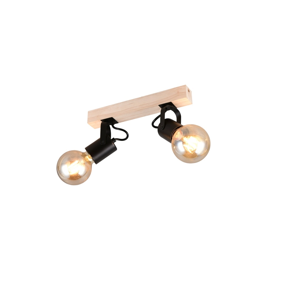 Doppeldeckenlampe Lynar Schwarz mit Holz Trio 4017807670721