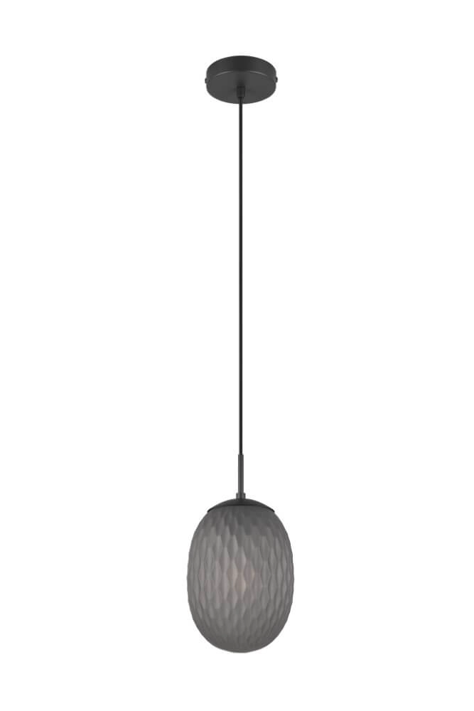 Hängelampe aus Glas Facette mit geripptem Rauchglas Trio 4017807616828
