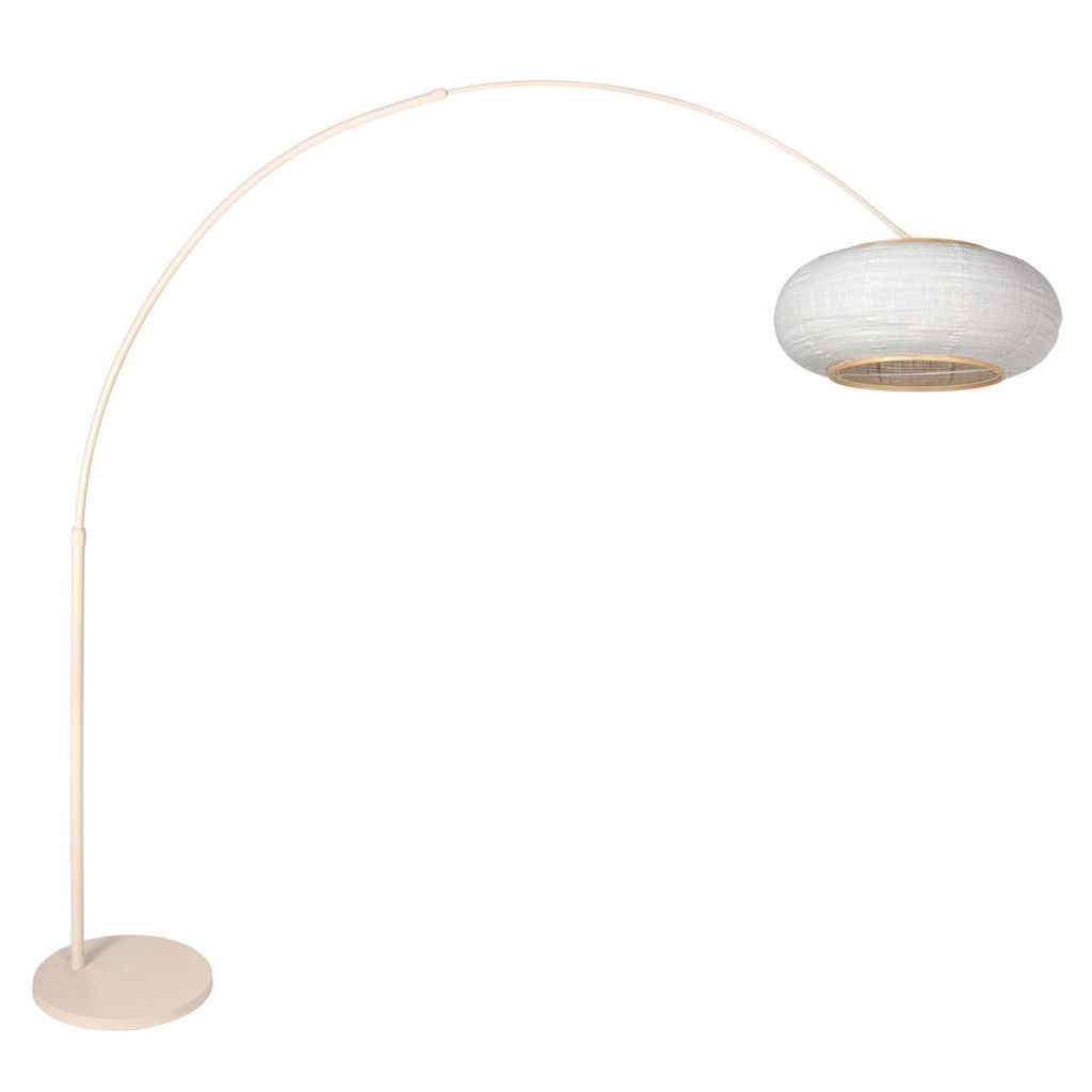 Lichtbogenlampe sandbraun Silva Alba mit weißem Farbton Ø60 cm