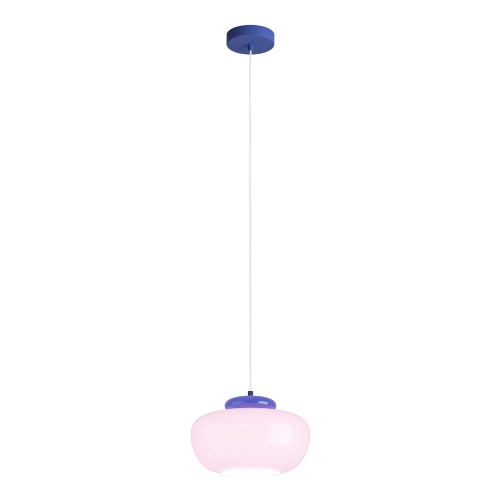 Design-Pendellampe Berardelli Rosa mit blauem Ø 30cm
