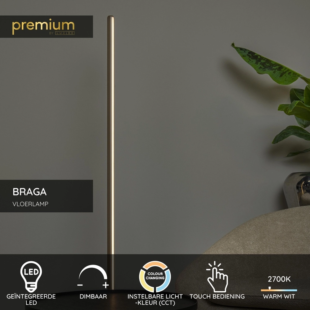 155 cm LED-Stehlampe Braga Champagner Premium by Lucide 5411212234452