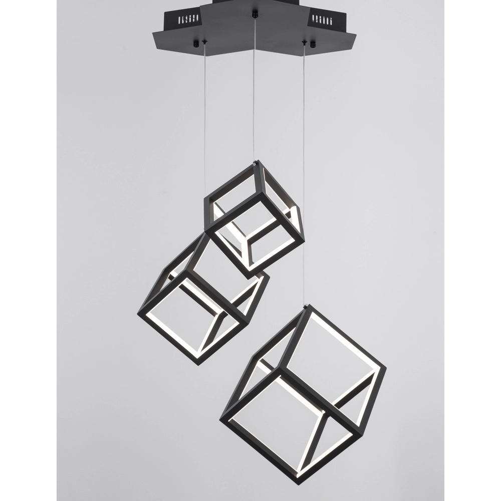 Quadratische Pendelleuchte Gabbia Schwarzes Dreibettzimmer Lyora 5212017423412