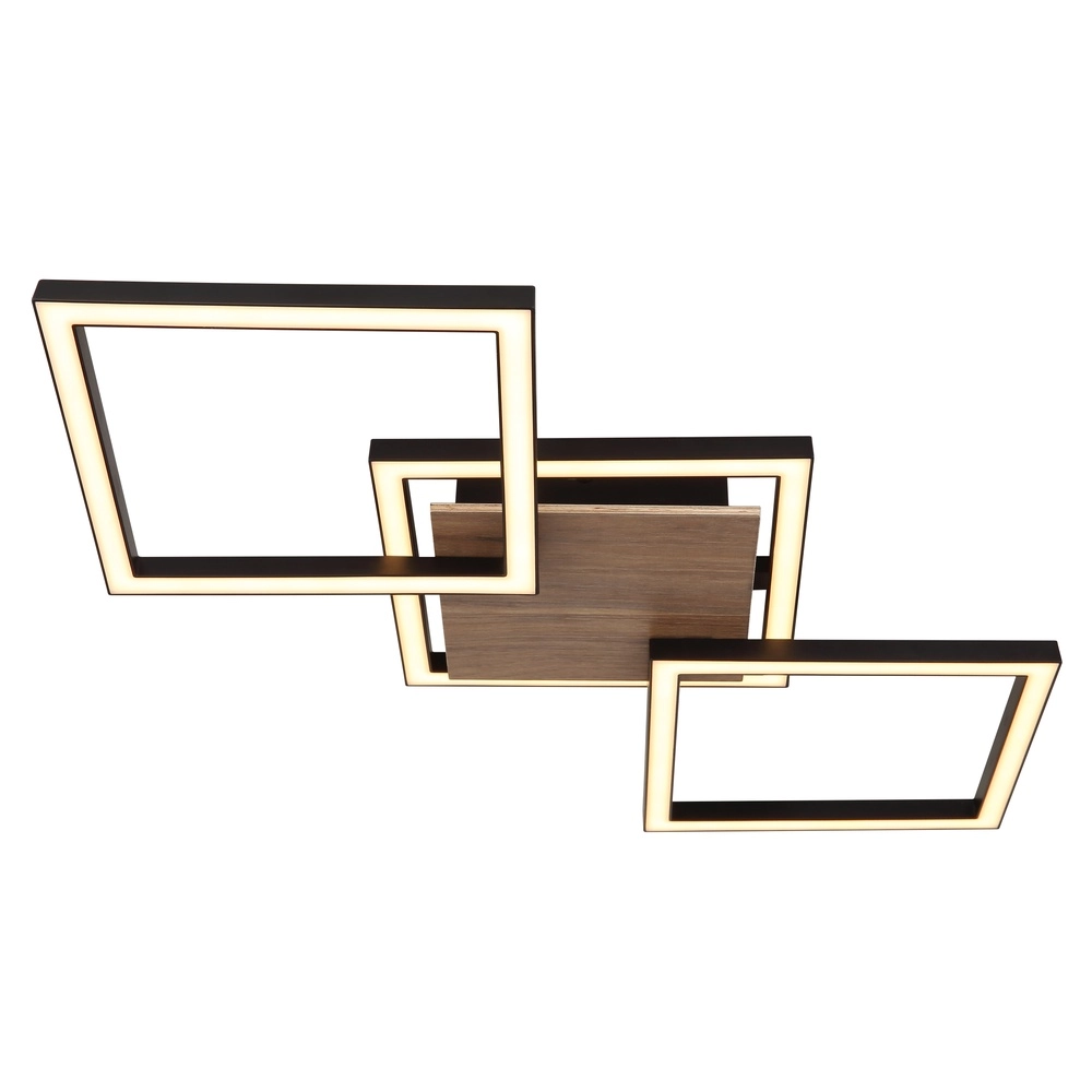 Design-Deckenlampe Kaden Schwarz mit Holzoptik Globo 9007371468324