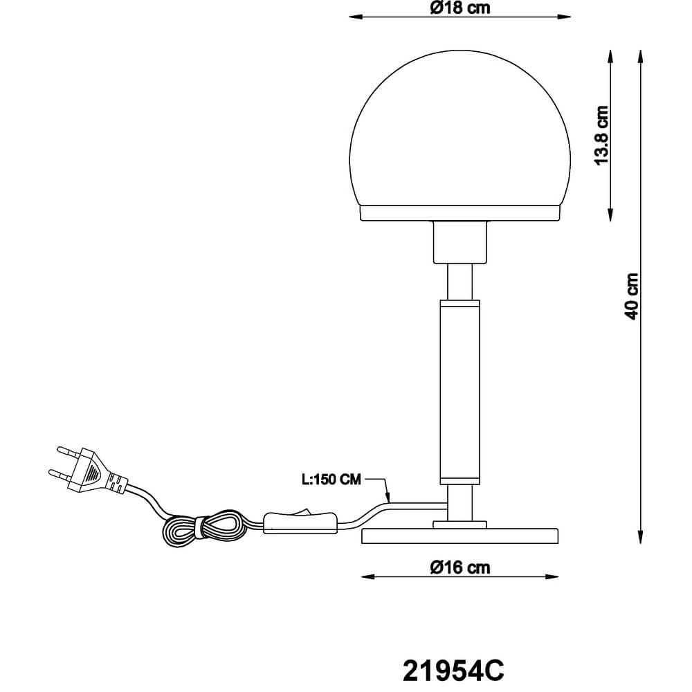 Tischlampe Haku Chrom mit weißem Glas Globo 9007371447312