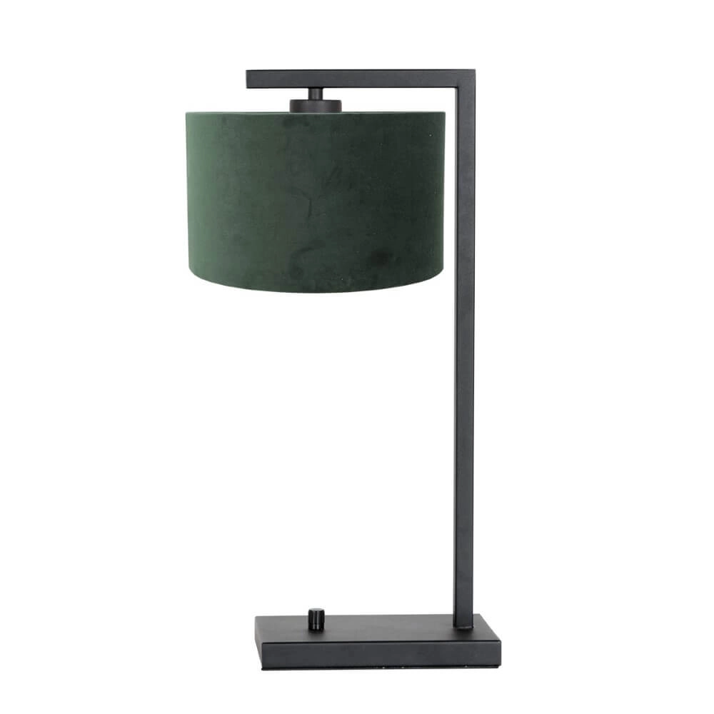 Trendige Tischlampe Stanger schwarz mit grünem Samt Steinhauer 8712746152081