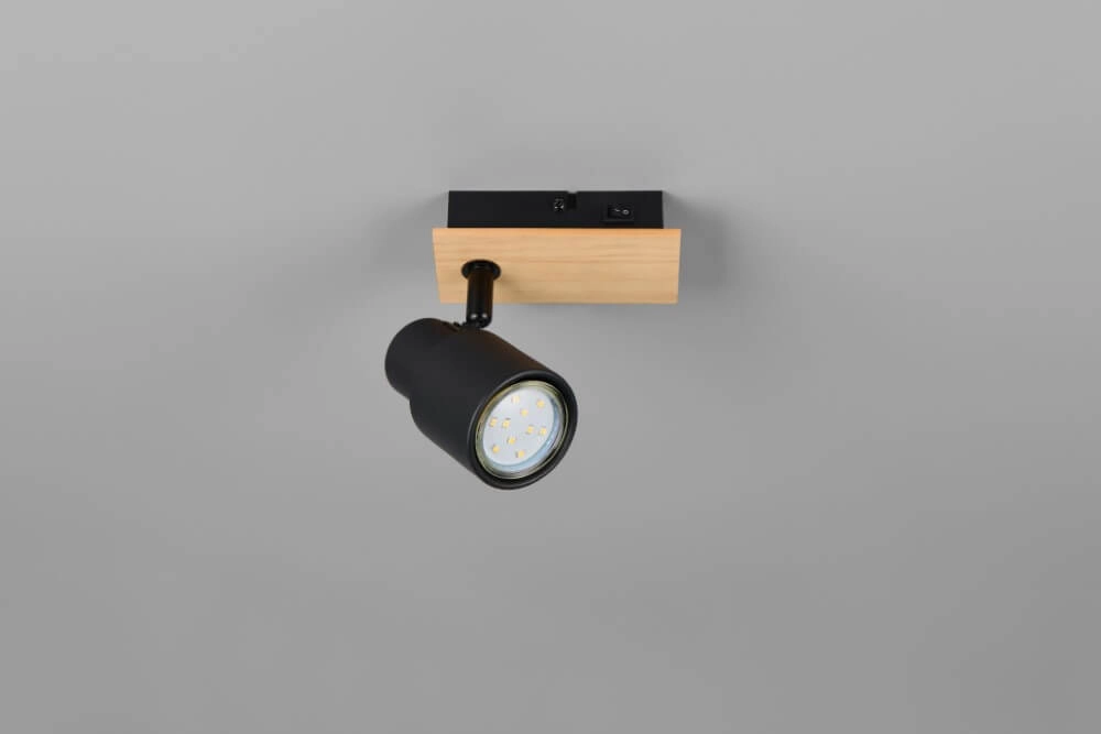 Design-Wandleuchte Pierre schwarz mit Holz Trio 4017807638158