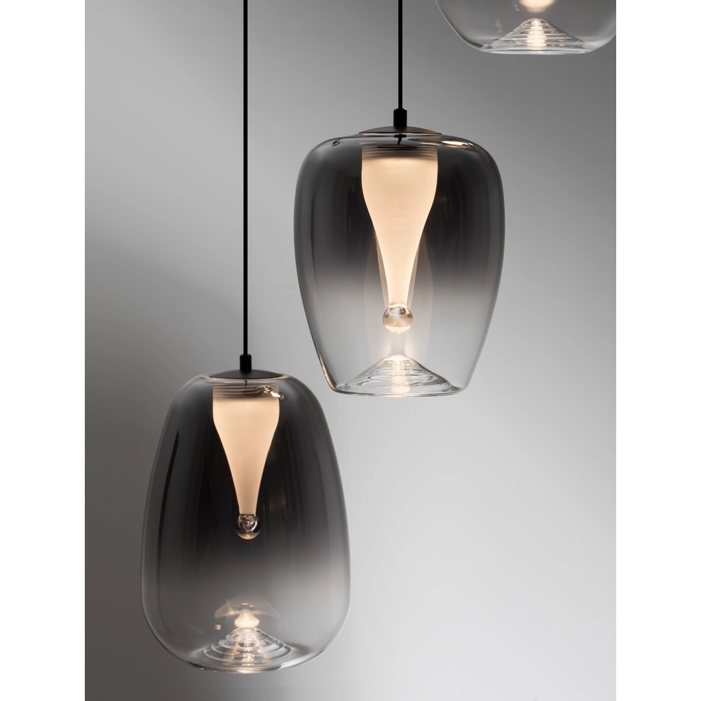 Design-Pendelleuchte Oblo 3-flammiges Rauchglas