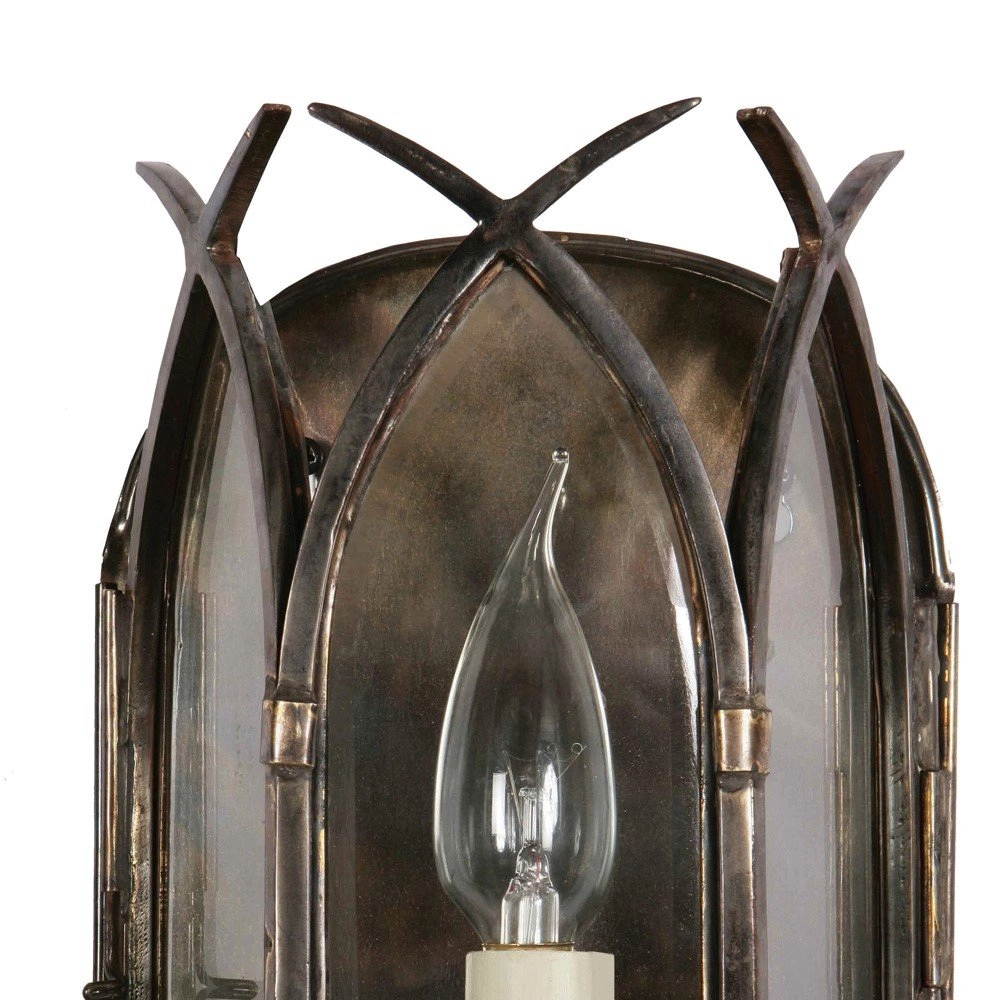 Antike Wandleuchte Gothic 28cm - kupfer geflammt (AB) Limehouse