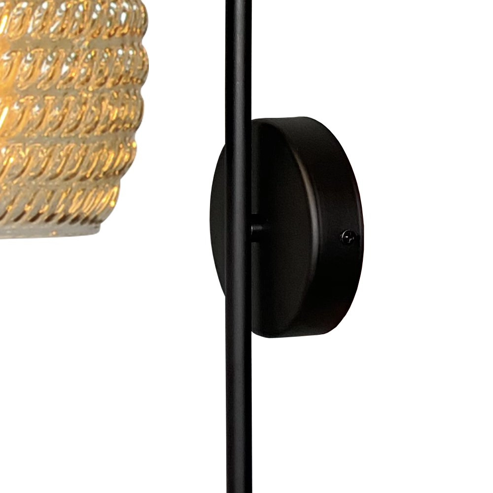 Schwarze Wandlampe Quinto mit geripptem Glas Masterlight 8718121250977