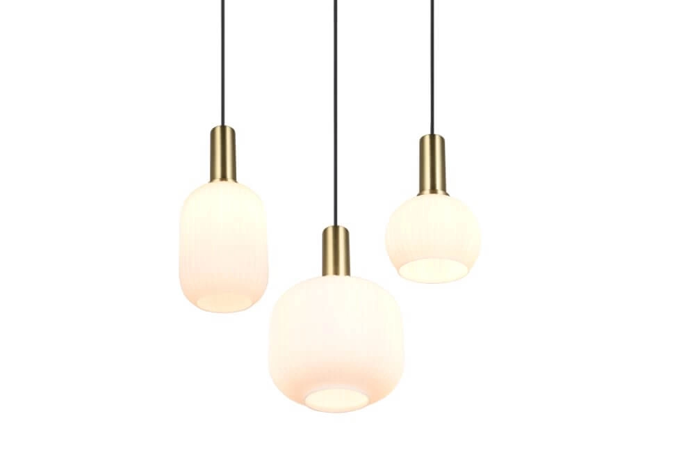 Hängelampe für das Esszimmer Diva 3-flammig – weißes Glas Trio 4017807614503