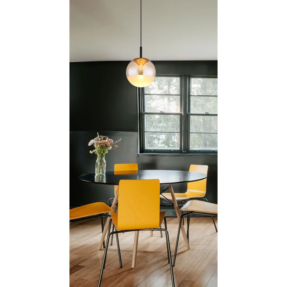 Design-Pendellampe Severin schwarz mit bernsteinfarbenem Glas Globo 9007371546930