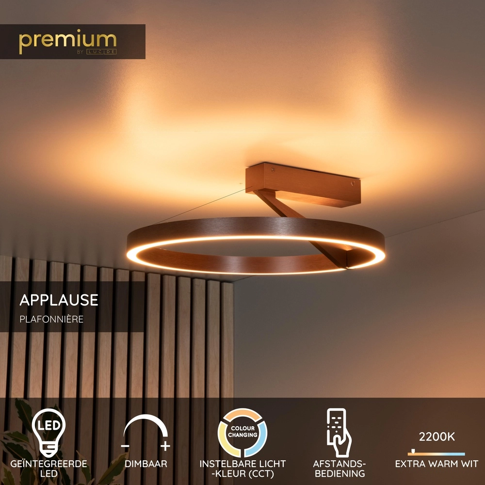 Design-Deckenlampe Applause Ø 40cm – Kaffeebraun – mit Fernbedienung Premium by Lucide 5411212221797