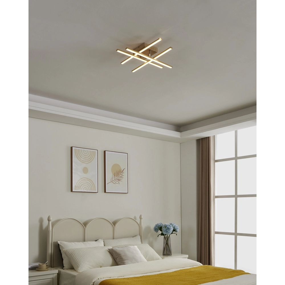 LED-Deckenlampe mit Holzoptik Lasana 4 51x51 cm Eglo 9008606310302