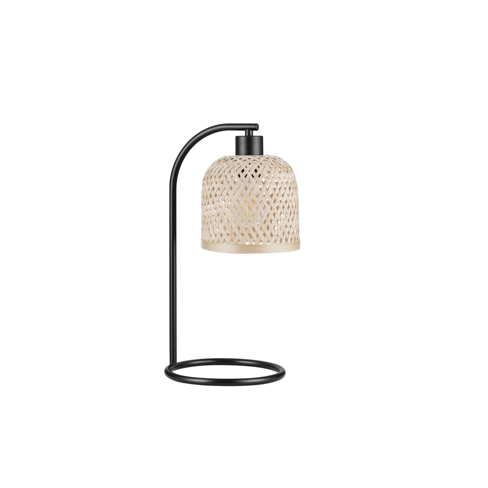 Tischlampe Intra schwarz mit Bambuskappe Lyora 5212017454805
