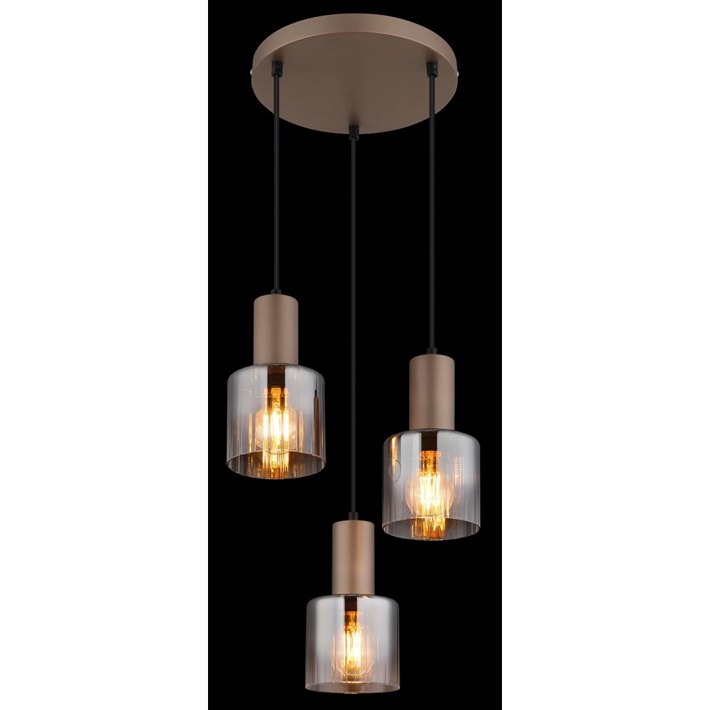 Pendellampe Walton 3-hell Kaffeebraun Globo 9007371583188