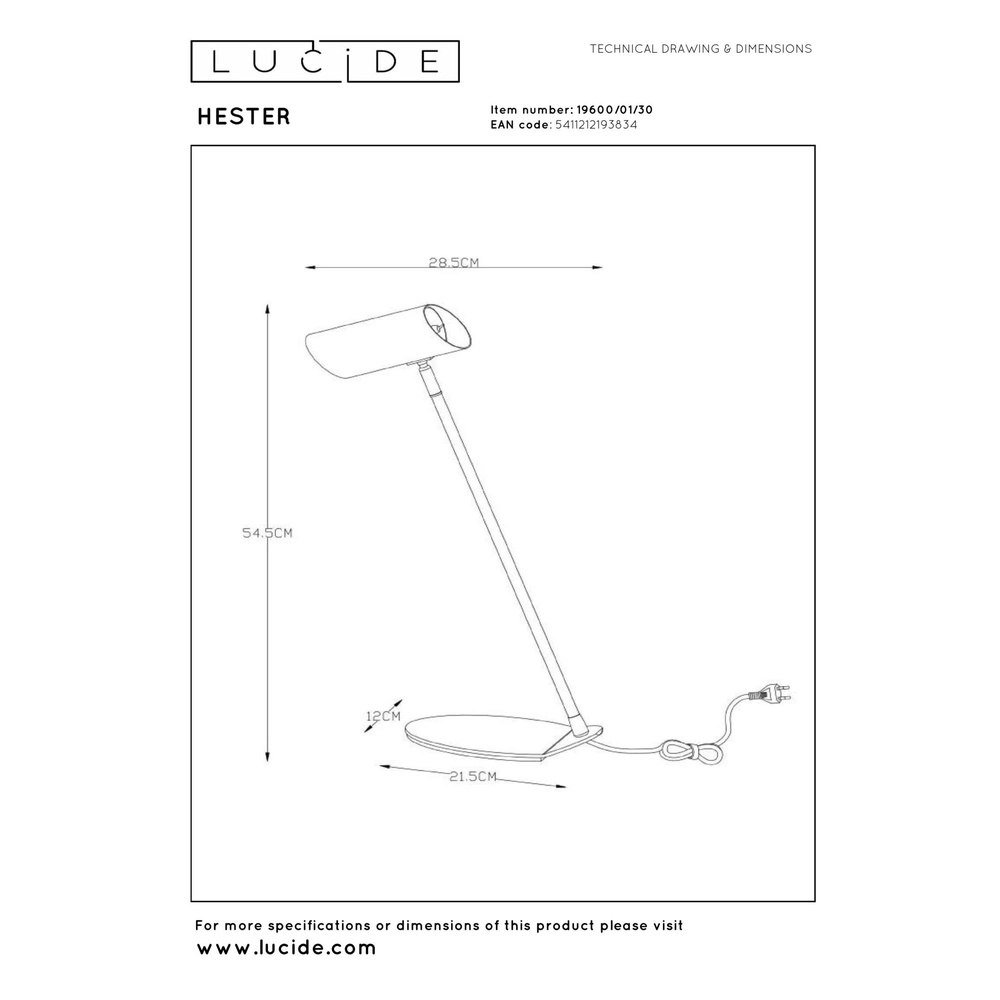 Schreibtischlampe Hester Anthrazit Lucide 5411212193834