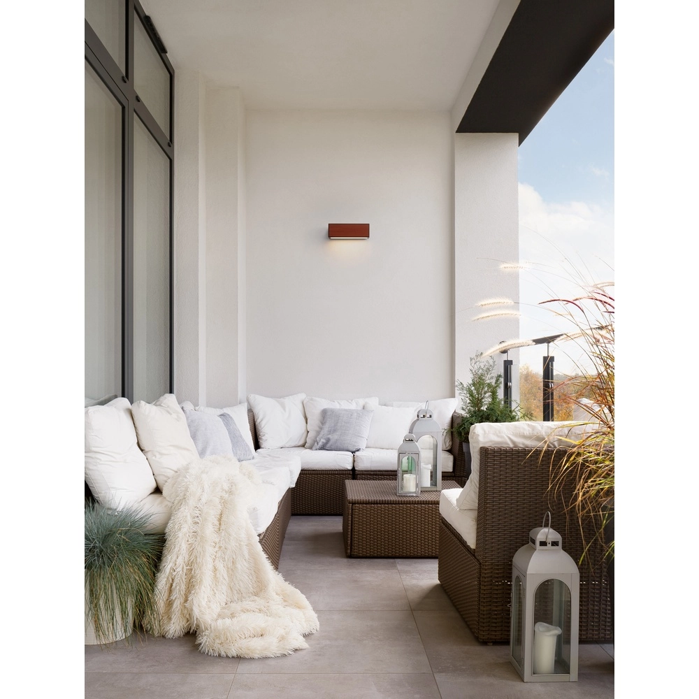 Solar-Wandleuchte Brown Rostbraun mit Holz Lyora 5212017449450
