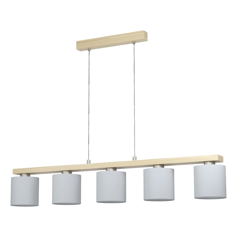 Esszimmer Hängelampe Castralvo Holzbraun mit weißen Kappen